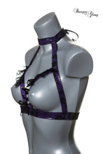 Load image into Gallery viewer, purple and black lace gothic harness