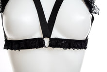 Load image into Gallery viewer, black pvc lace top