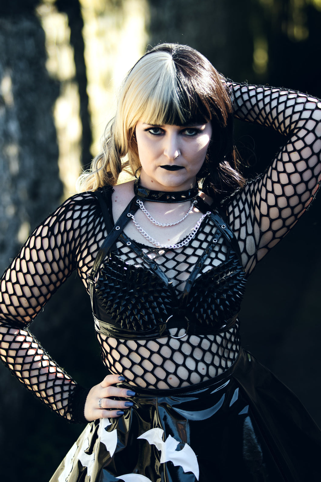 Gothic harness with chains and spikes