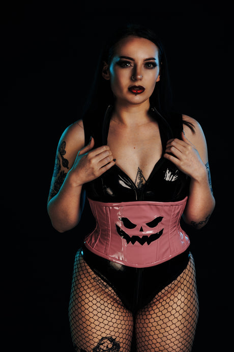 PVC Pumpkin face corset