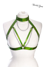 Load image into Gallery viewer, Green Fetish Holographic harness
