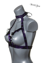 Load image into Gallery viewer, purple and black lace gothic harness
