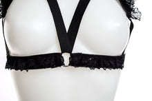 Load image into Gallery viewer, black pvc lace top
